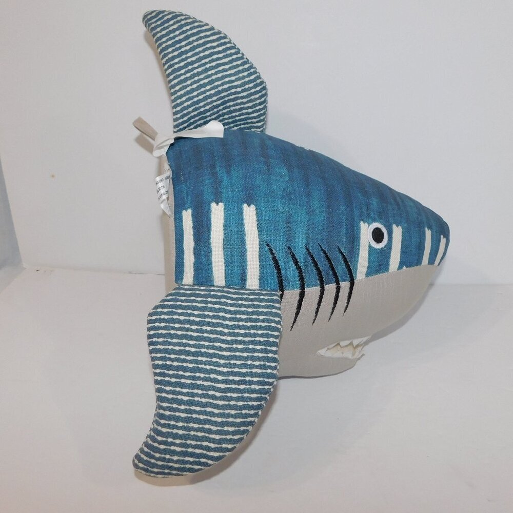 Great White Shark Plush Wall Hanging Blue Gray Decor Taxidermy 13" x 12" x 9"